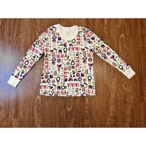 Hanna Andersson FaLaLa Christmas Organic Cotton Pajama Top Womens Large